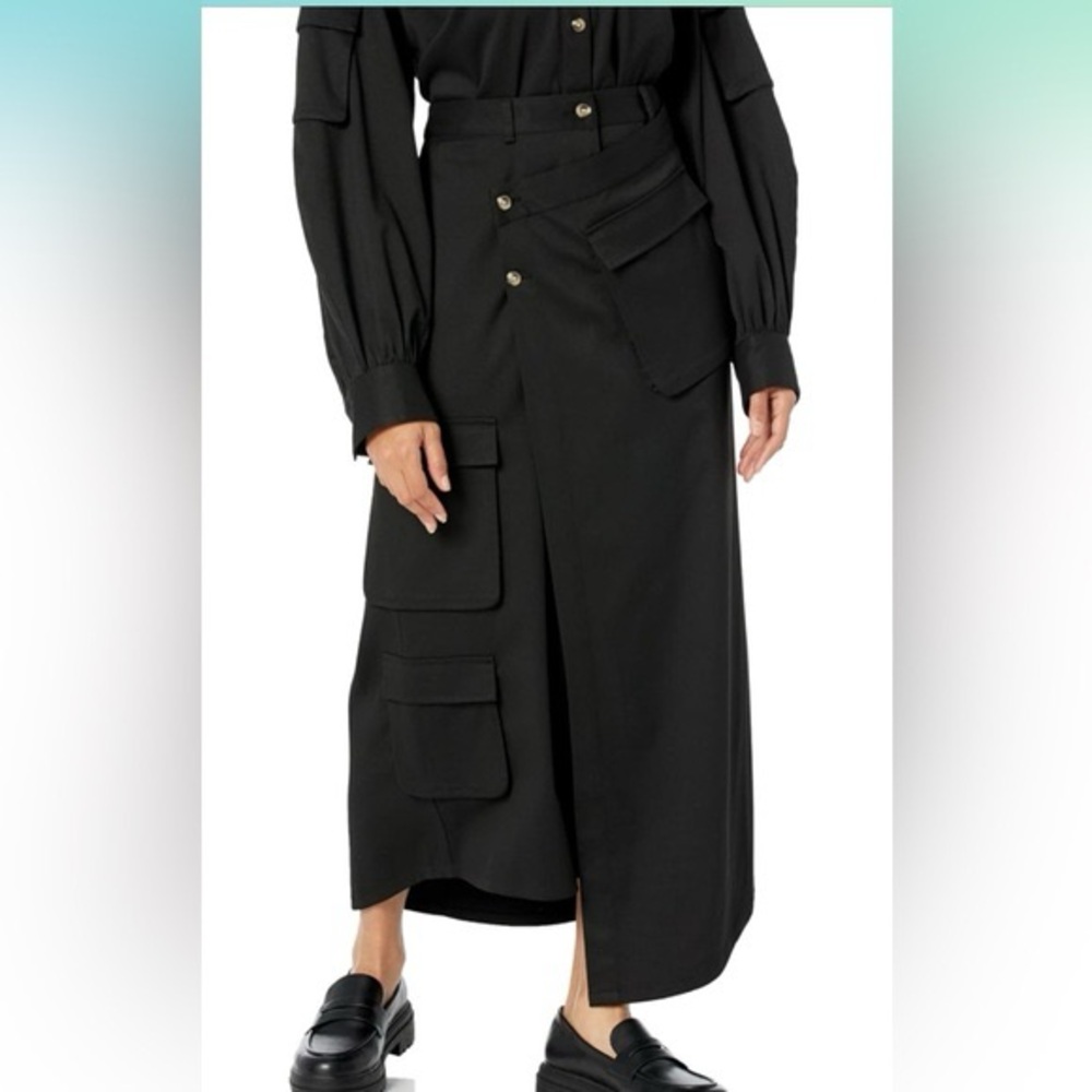 The Drop Women's Black Long Asymmetric Cargo Skirt by @karenbritchick NWT